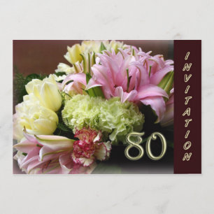 80:e Födelsedagsfest inbjudan - blomsterBouquet