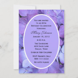 80:e Födelsedagsfest inbjudan Hydrangeas