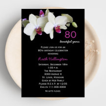 80:e Födelsedagsfest inbjudan Orchids