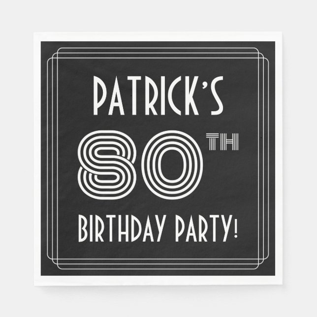 80:e Födelsedagsfesten: Art Deco Stil + anpassat n Pappersservett (Framsidan)