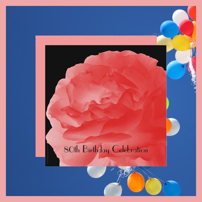 80:e Födelsedagsfesten Blommigt Coral Rosa ros Inbjudningar (Skapare uppladdad)