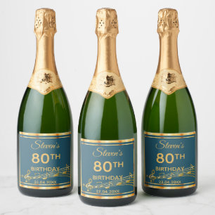 80:e födelsedagsfesten elegant teal och guld musik