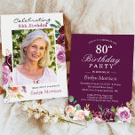 80:e Födelsedagsfesten Foto för  Blommigt av plomm Inbjudningar<br><div class="desc">Plum Lila  Blommigt Foto 80 Födelsedagsfest inbjudan. Om du vill göra ytterligare anpassningar klickar du på länken "anpassa ytterligare" och användor verktyg som är utformat för att ändra mallen. Kontakta mig om du behöver hjälp eller matchande artiklar.</div>