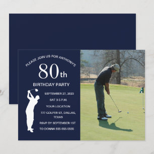 80:e Födelsedagsfesten Golfer Par Pappa Golf Photo Inbjudningar