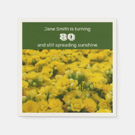 80:e Födelsedagsfesten Gula blommor Firande Pappersservett