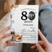 80:e födelsedagsfesten och whisky och drycker