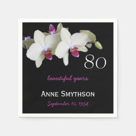 80:e Födelsedagsfesten Orchid Pappra servetter
