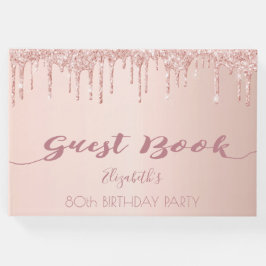 80:e födelsedagsfesten ro guld glitter droppar ros gästböcker