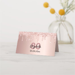80:e födelsedagsfesten ro guld glitter rosa gnistr placeringskort