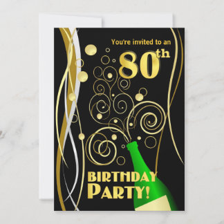80:e Födelsedagsfesten - Roligt och feberchampagne Inbjudningar