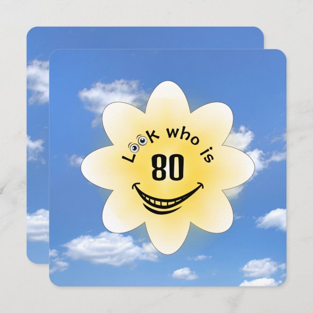 80:e Födelsedagsfesten Sommarsoljor Inbjudningar (Fram/baksida)