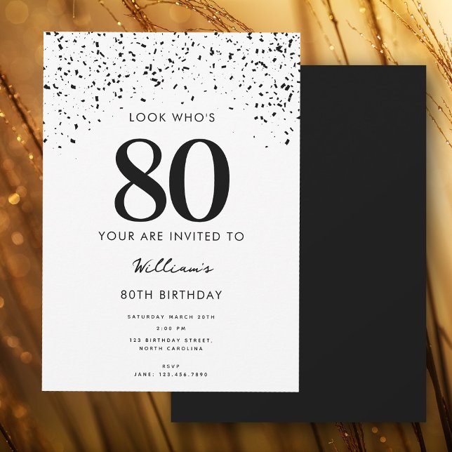 80:e Födelsedagsfesten Titta vem som är 80 Modern Inbjudningar (80th Birthday Party Look Who's 80 Modern Invitation)