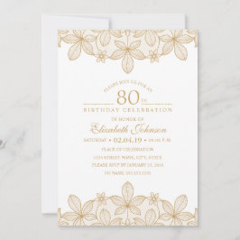 80:e Födelsedagsfesten unikt gyllene Snöre Inbjudningar