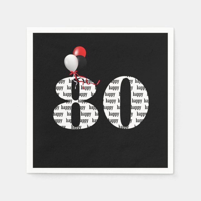 80:e Födelsedagsfestens ballonger Pappersservett (Framsidan)