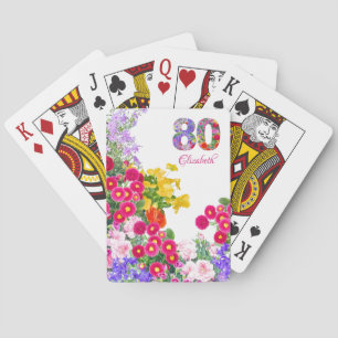 80:e födelsedagsfestens blombouquet-kort casinokort