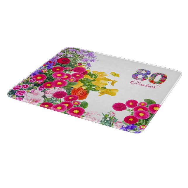 80:e födelsedagsfestens blommigt, bukett skärbord (Hörn)
