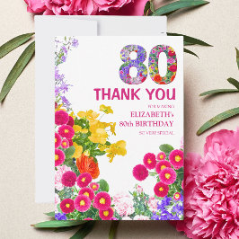 80:e födelsedagsfestens blommigt-buquet tack vare