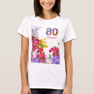 80:e födelsedagsfestens blommigt gäst med hederstr t shirt