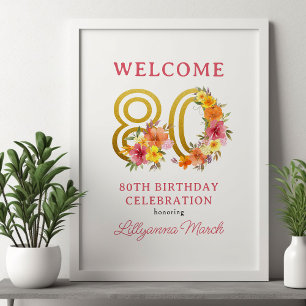 80:e Födelsedagsfestens Blommigt, Guld nummer 80 V Poster