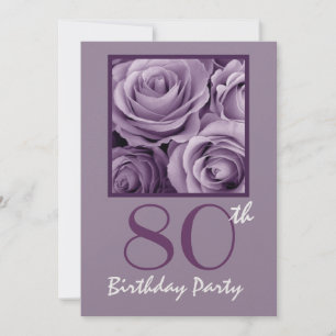 80:e Födelsedagsfestens Elegant Lilac Lila Rosor V Inbjudningar