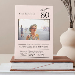 80:e Födelsedagsfestens foto för  Rosa Inbjudningar