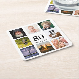 80:e födelsedagsfestens fotokollage underlägg papper kvadrat