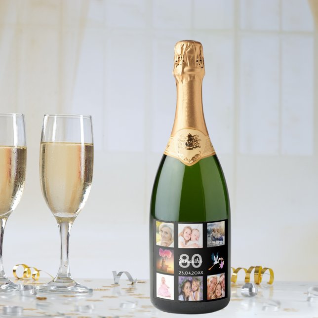 80:e födelsedagsfestens svarta fotokollage (Skapare uppladdad)