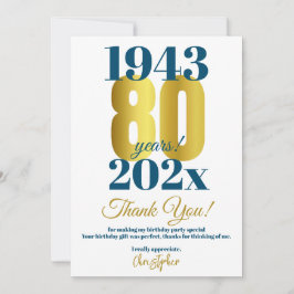 80:e Födelsedagsfestens Tack Kort