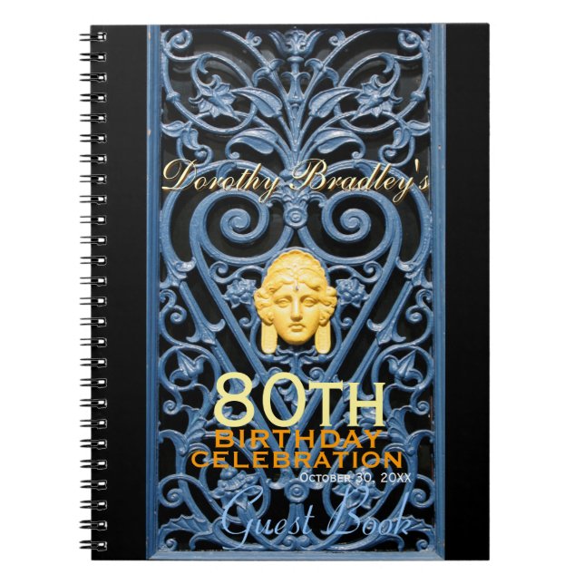 80:e födelsedagsfirandet Art Deco Anpassningsbar G Anteckningsbok (Framsidan)