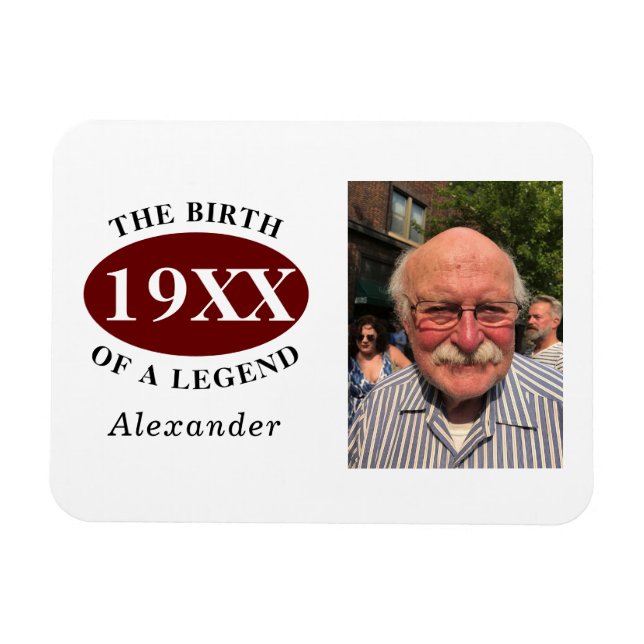 80:e födelsedagsfotomall födelse av en förklaring magnet (Horisontell)