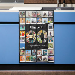 80:e födelsedagsfotomall kökshandduk