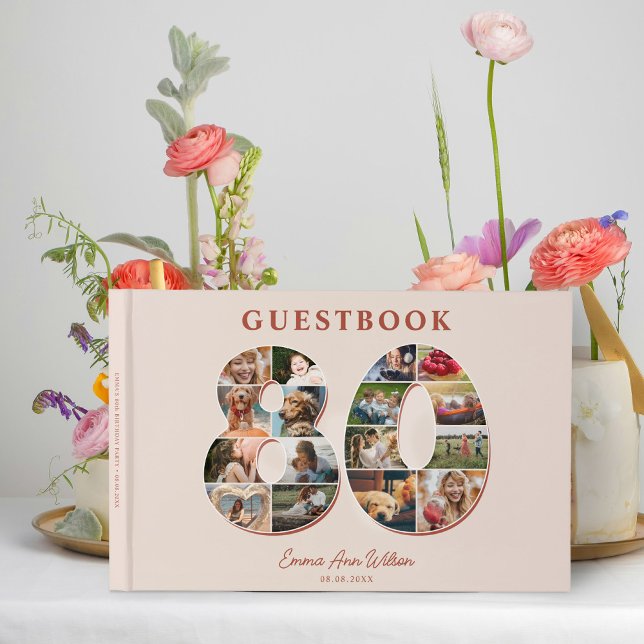 80:e födelsedagsgästboken Fotokollage Milestone Gu Gästböcker (Skapare uppladdad)