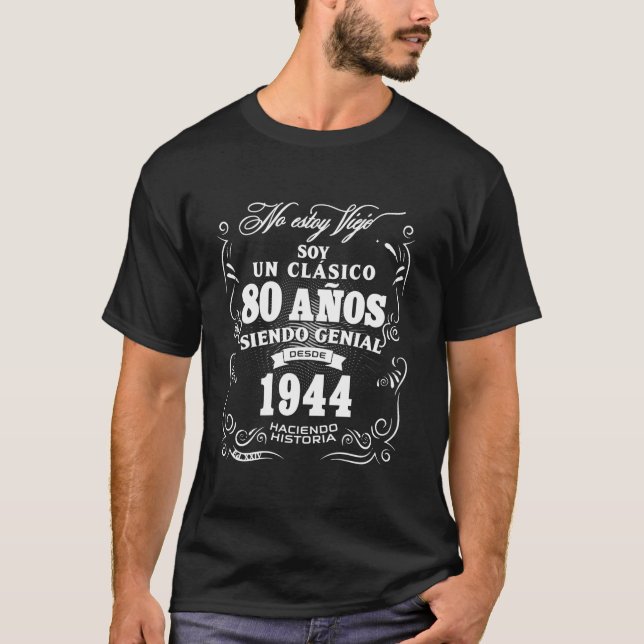 80:e födelsedagsgåva för manar på spanska Regalo c T Shirt (Framsida)