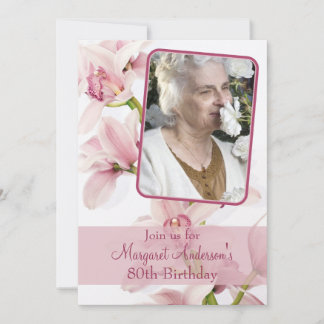 80:e födelsedagsinbjudan | Foto | Rosa Orchid Inbjudningar