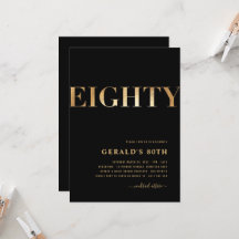 80:e födelsedagsinbjudan | Svart och Guld | FÖR MA