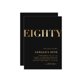 80:e födelsedagsinbjudan | Svart och Guld | FÖR MA Inbjudningar