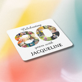 80:e födelsedagsinbjudan till fotomall underlägg papper kvadrat