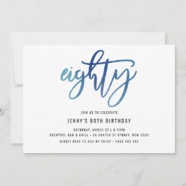 80:e födelsedagsinbjudan till minimalistisk blåfen inbjudningar