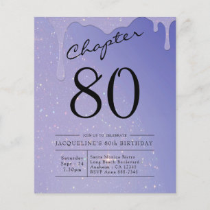80:e födelsedagsinbjudan till skript Glitter Flygblad