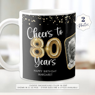 80:e födelsedagskalan till 80 år 2 foton kaffemugg
