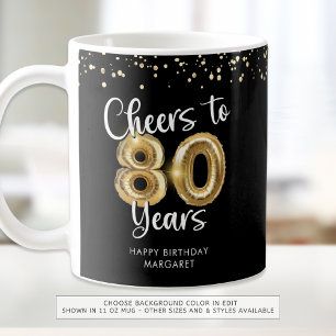 80:e födelsedagskalender till 80 års Guld-ballonge Kaffemugg