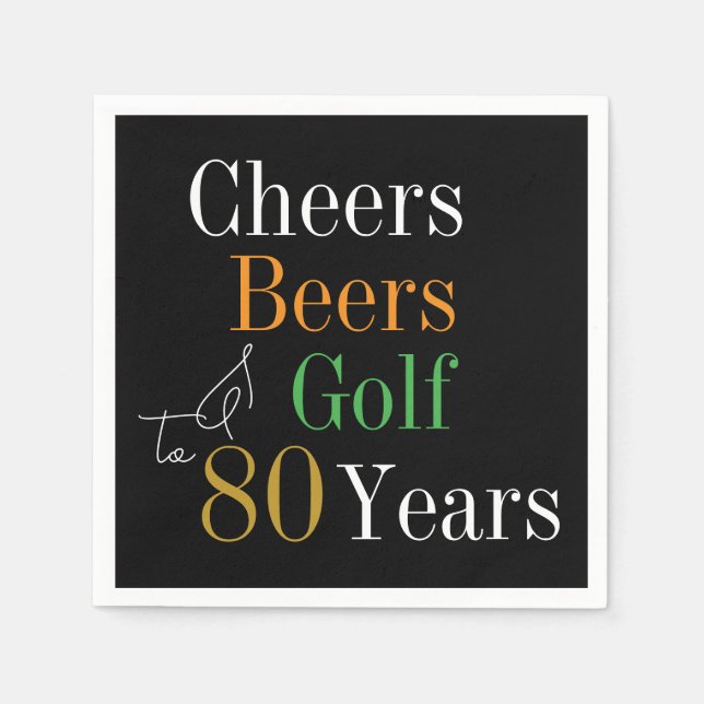 80:e födelsedagskalkaren Öl Golf Party Pappersservett (Framsidan)