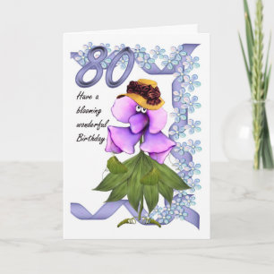 80:e födelsedagskortet med söta moonies-blommor, kort