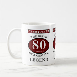 80:e födelsedagsledet Röd Äkta Skriv ditt namn Kaffemugg
