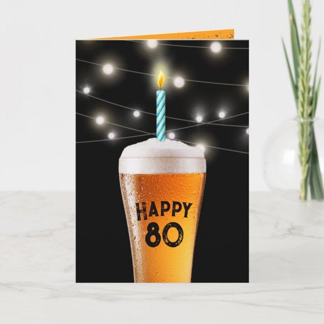 80:e födelsedagsöl med ljus kort (Framsida)