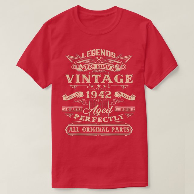 80:e födelsedagspresent för blad födda 1942 80 år t shirt (Design framsida)