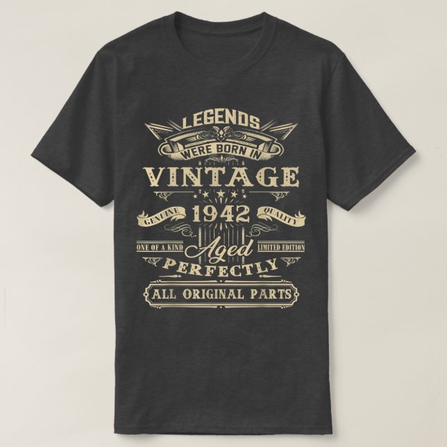 80:e födelsedagspresent för blad födda 1942 80 år t shirt (Design framsida)