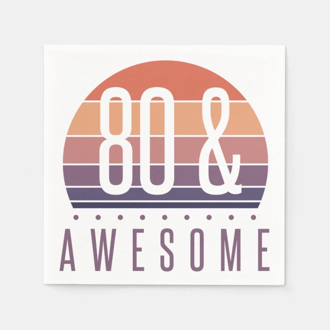 80:e födelsedagspressen Retro Sunset Pappersservett (Framsidan)