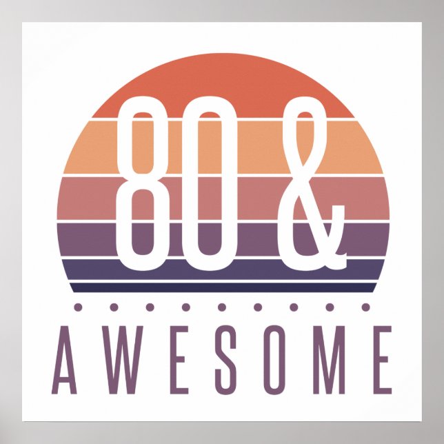 80:e födelsedagspressen Retro Sunset Poster (Framsidan)