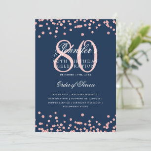 80:e födelsedagsprogrammet Menu Ro Guld marinblått Inbjudningar